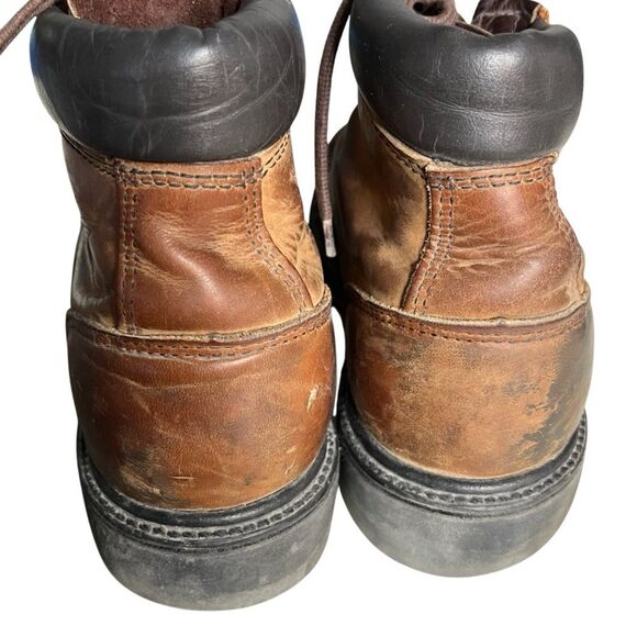 RED WING Brown Leather Work Boots Cap Toe Lace Up Fits Mens Size 8.5 VINTAGE main image 5